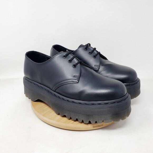 Dr Martens Quad Mono Shoes Womens 9 Vegan 1461 Platform Punk Goth Chunky Lug - Picture 6 of 14